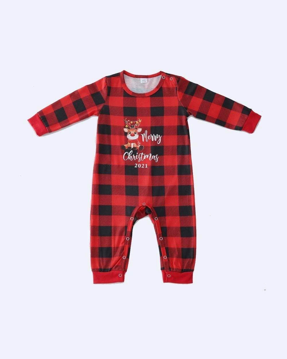 Red Reindeer Plaid Printed family christmas pajamas - Merryreindeer