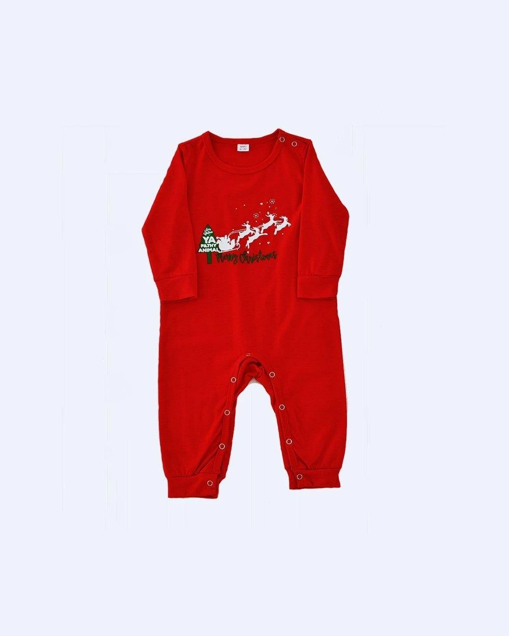 Red Reindeer Cart Plaid Printed family christmas pajamas - Merryreindeer