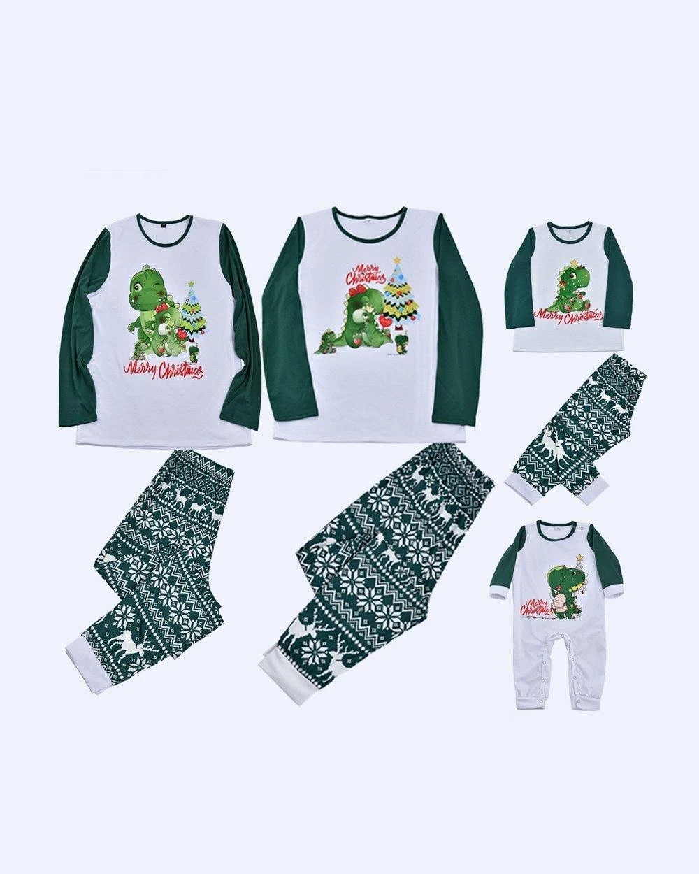 Dinosaur Printed family christmas pajamas - Merryreindeer