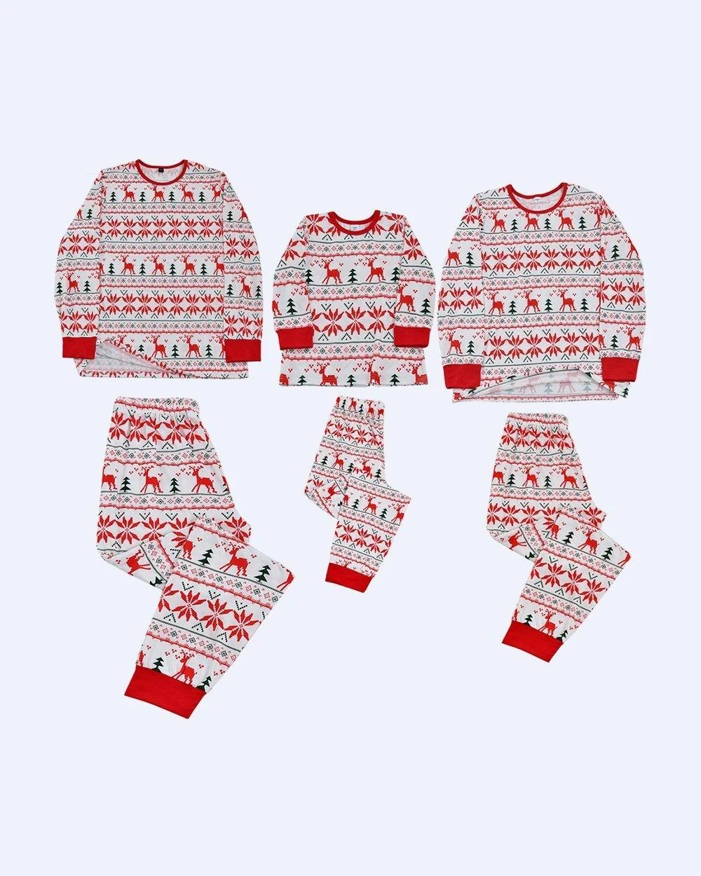 Festive Reindeer Printed family christmas pajamas - Merryreindeer